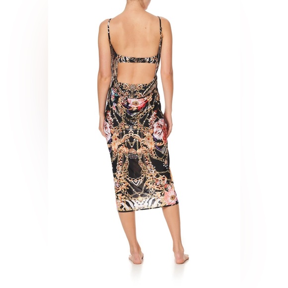 CAMILLA “A Night in the 90s” black print sarong with straps coverup dress S - Picture 5 of 10